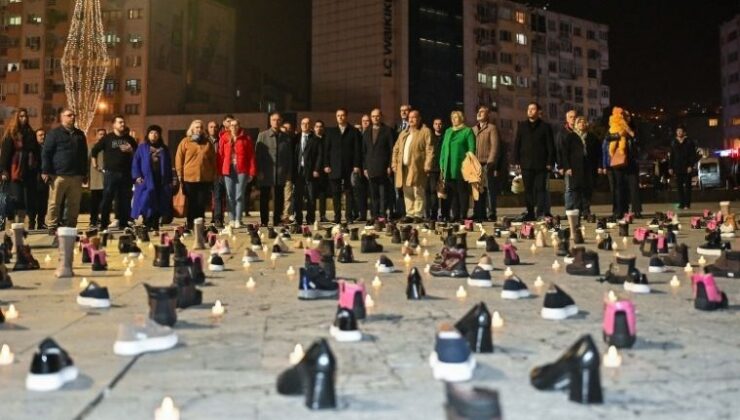 Cumhuriyet Meydanı’nda 613 çift ayakkabı ile sessiz çığlık