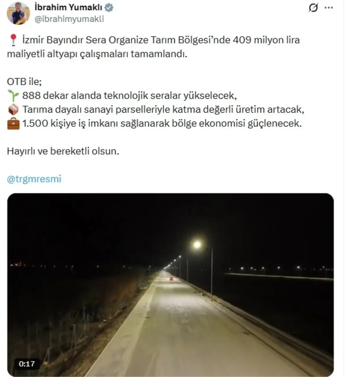 İzmir’de 409 Milyonluk Tarım Yatırımı Tamamlandı!